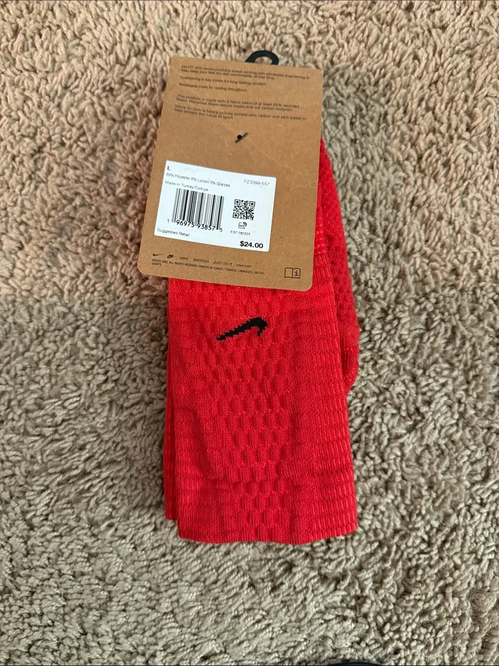 Nike Red Performance Multisport Socks with Black Swoosh